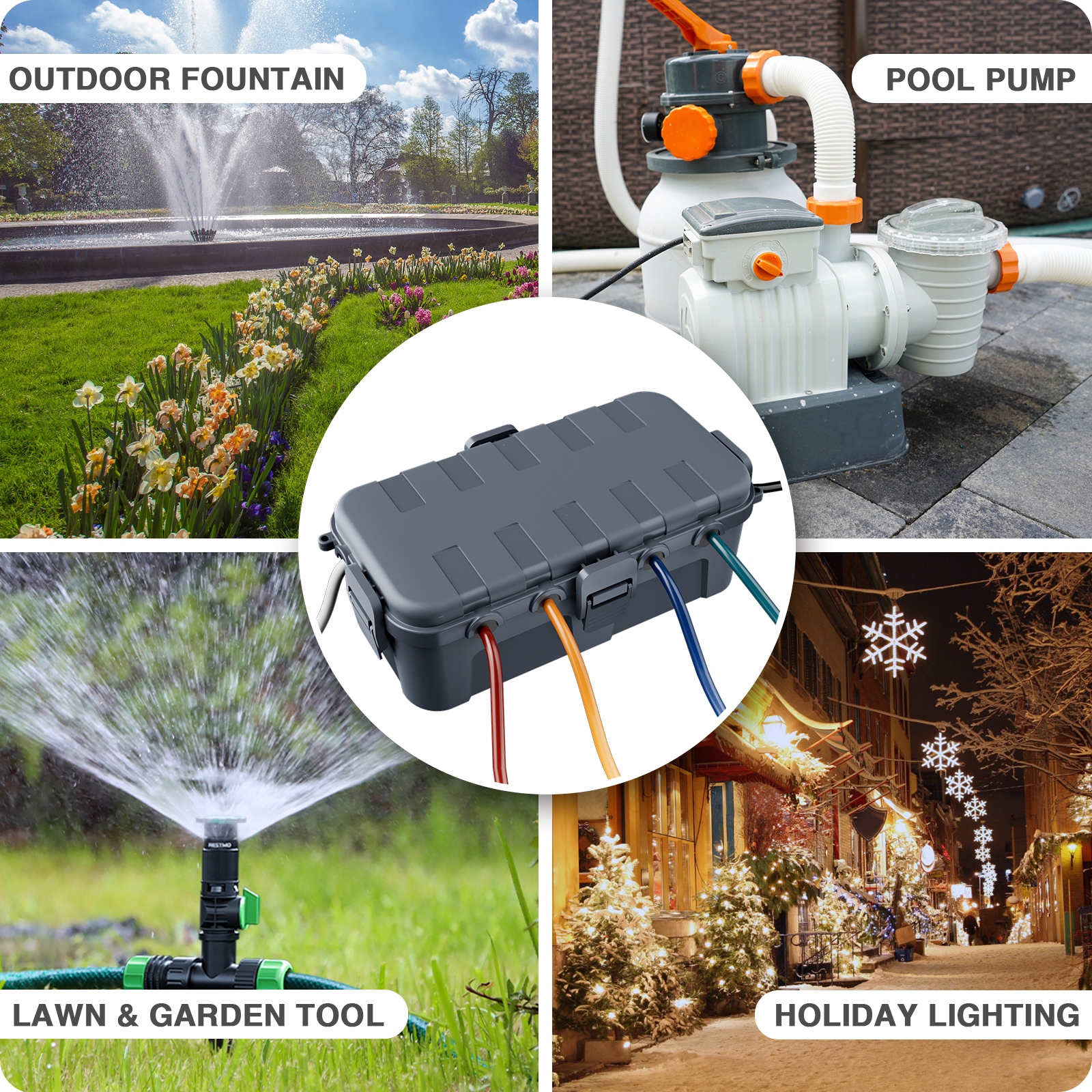 Outdoor Power Plug - Outdoor Electrical Box Waterproof Extension Cord