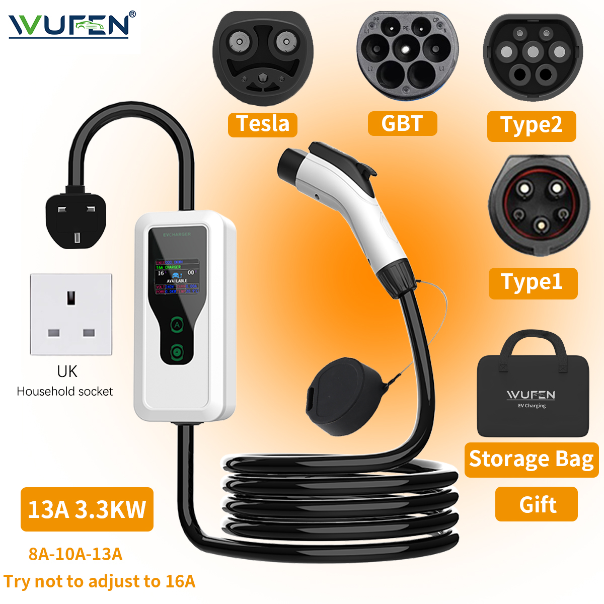 Outdoor Power Plug - WUFEN Electric Car Portable Type2 GBT