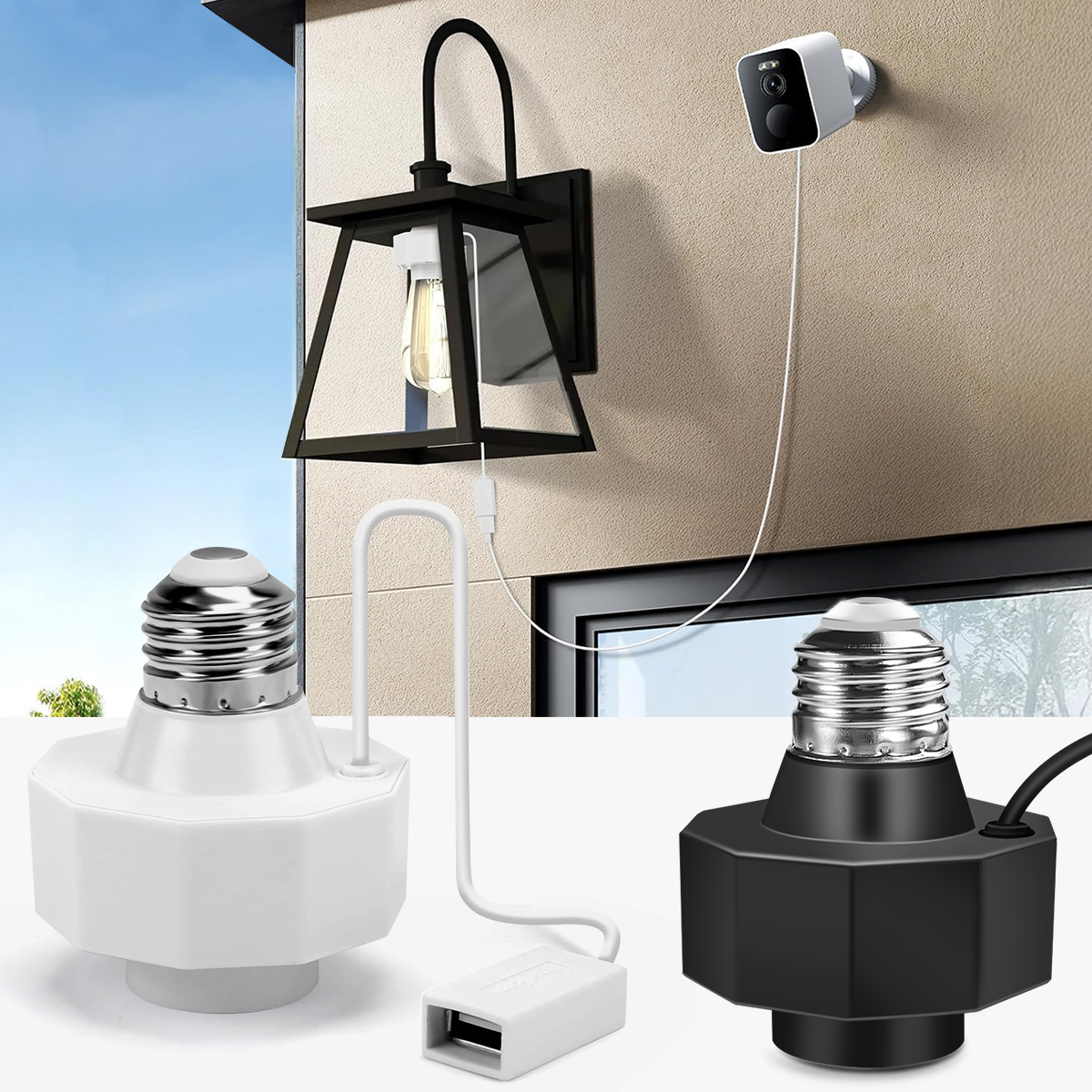 Outdoor Power Adapter Ring - USB Light Socket Outlet Adapter 5V