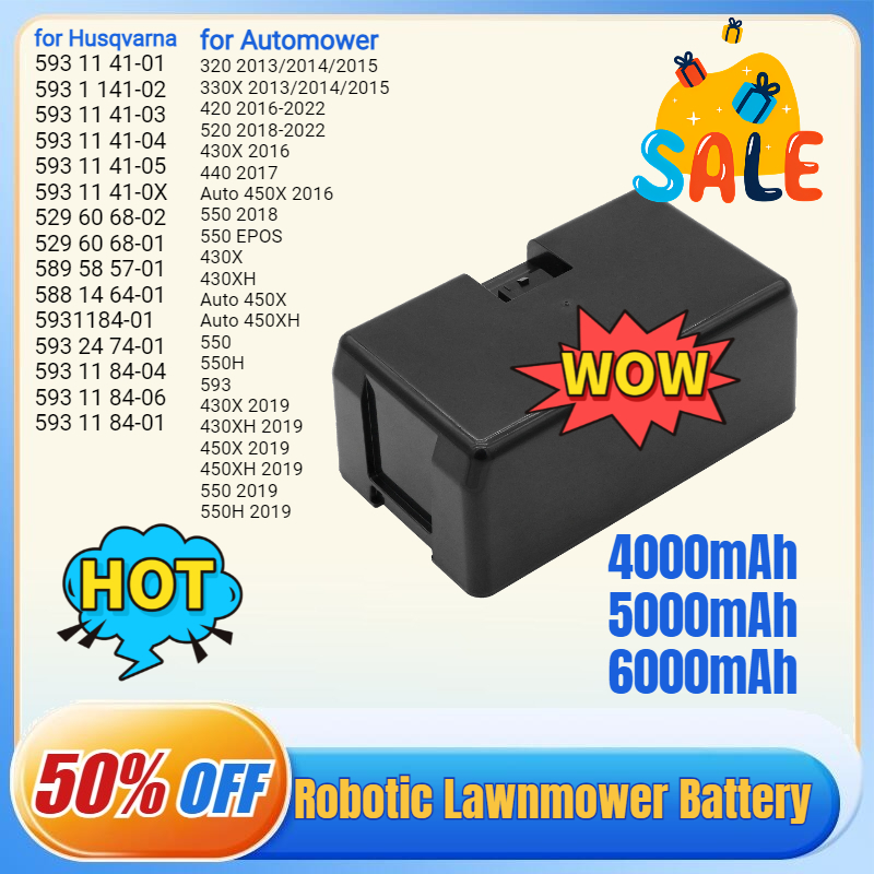 Lawn Mower Battery - 18V 4000mAh-6000mAh Robotic Lawnmower Replacement Battery