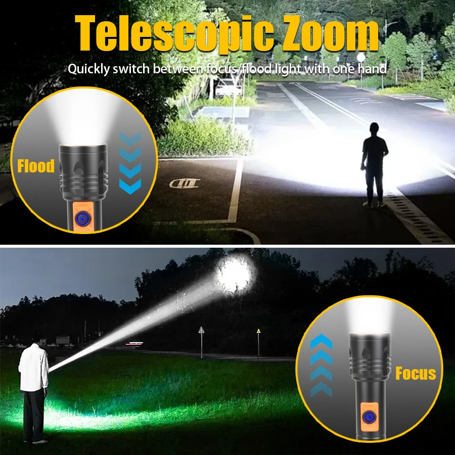 High Power LED Flashlight USB  - Outdoor Power For Camping avis et prix