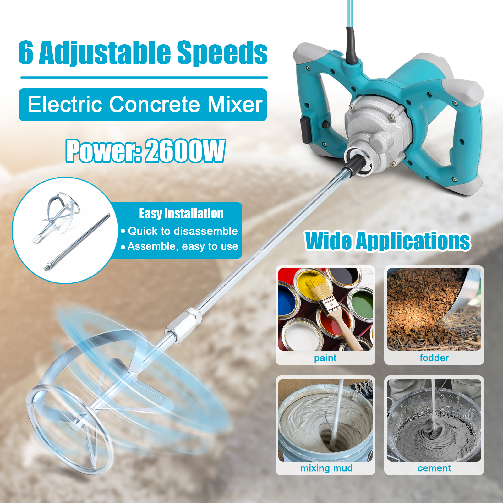 2600W Portable Electric Concre - Concrete Mixer Small avis et prix