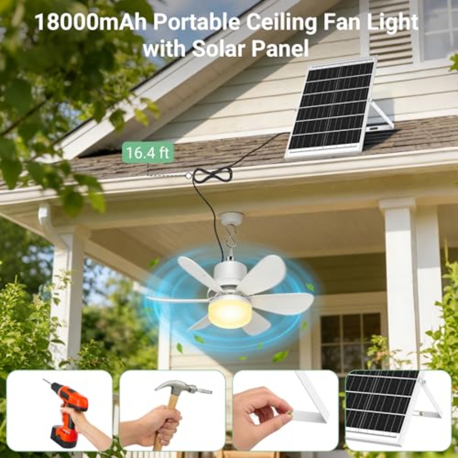 Solar Fan for Gazebo with Ligh - Outdoor Power For Gazebo avis et prix