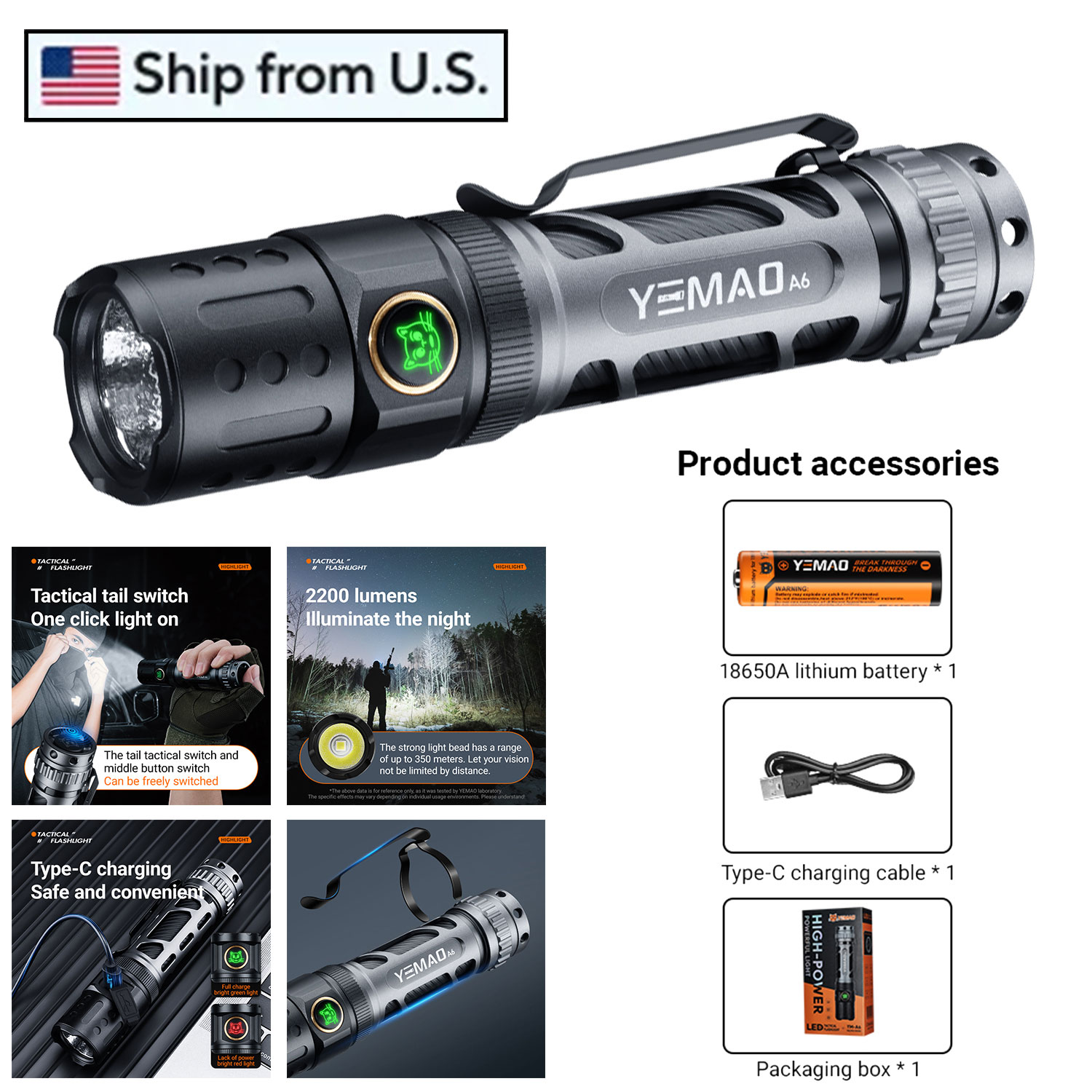 2200Lm Powerful LED Flashlight - Outdoor Power Group avis et prix