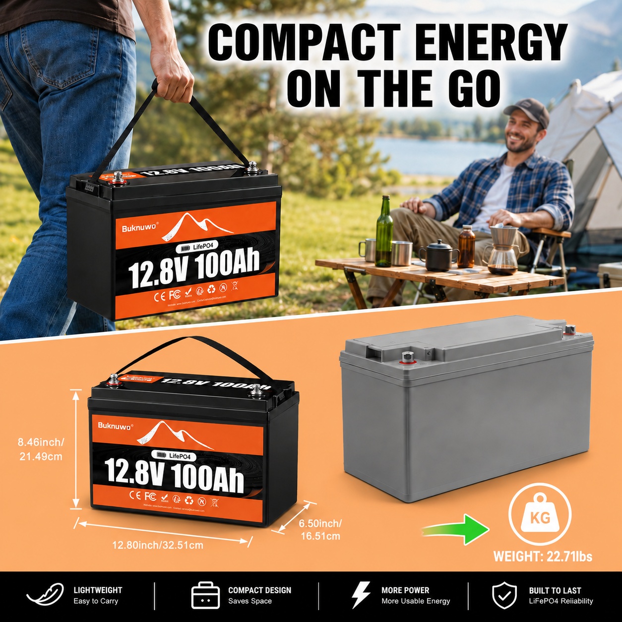 12V/12.8V 100Ah LiFePO4 Batter - Outdoor Power Group avis et prix